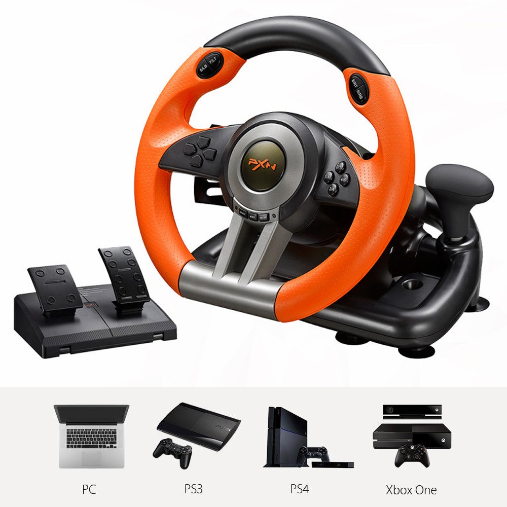 PXN – V3 Pro V3II Racing Game Steering Wheel with Brake Pedal – Round
